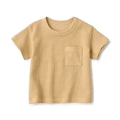 【MUJI 無印良品】幼兒容易穿脫鬆餅紋圓領短袖T恤 80 芥黃