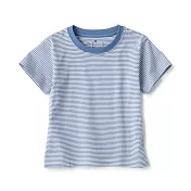 【MUJI 無印良品】幼兒容易穿脫天竺圓領短袖T恤 80 藍橫紋