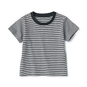 【MUJI 無印良品】幼兒容易穿脫天竺圓領短袖T恤 80 黑橫紋