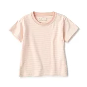 【MUJI 無印良品】幼兒容易穿脫天竺圓領短袖T恤 80 淺粉橫紋