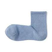 【MUJI 無印良品】男清爽舒適棉質直角短襪25-27cm  煙燻藍