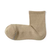 【MUJI 無印良品】男清爽舒適棉質直角短襪25-27cm 米色