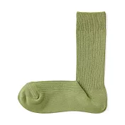 【MUJI 無印良品】男不易鬆脫螺紋直角襪25-27cm 淺綠