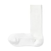 【MUJI 無印良品】男不易鬆脫螺紋直角襪25-27cm 柔白