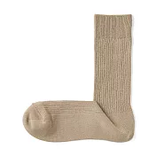 【MUJI 無印良品】男不易鬆脫螺紋直角襪25-27cm 米色