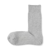 【MUJI 無印良品】男螺紋厚織直角襪25-27cm 灰色