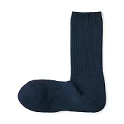【MUJI 無印良品】男圈絨直角襪25-27cm 深藍