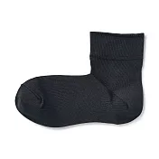 【MUJI 無印良品】女足口柔軟舒適莫代爾混輕薄直角短襪23-25cm 深灰