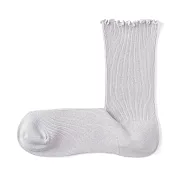【MUJI 無印良品】女足口柔軟莫代爾混捲邊直角襪23-25cm 灰銀