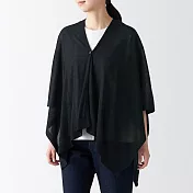 【MUJI 無印良品】棉強撚附扣短外套式披肩 黑色