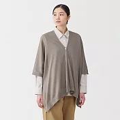 【MUJI 無印良品】棉強撚附扣短外套式披肩 灰棕