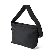 【MUJI 無印良品】寬版背帶肩背包 黑色