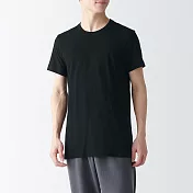 【MUJI 無印良品】男無側縫圓領短袖T恤/2入 S 黑色