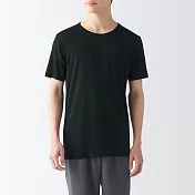 【MUJI 無印良品】男涼爽柔滑圓領短袖T恤 S 黑色