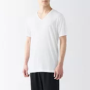 【MUJI 無印良品】男涼爽柔滑V領短袖T恤 S 白色