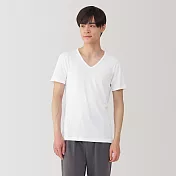 【MUJI 無印良品】男清爽舒適棉質V領短袖T恤 S 白色