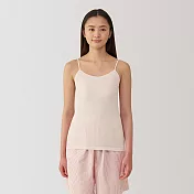 【MUJI 無印良品】女清爽舒適棉質輕薄細肩帶 L 淡桃紅