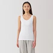 【MUJI 無印良品】女清爽舒適棉質輕薄坦克背心 L 白色