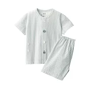 【MUJI 無印良品】幼兒無側縫泡泡紗短袖輕鬆換穿家居睡衣 80-90 淺藍直紋