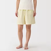 【MUJI 無印良品】女泡泡紗五分褲 S 淺黃直紋