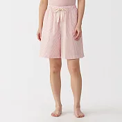 【MUJI 無印良品】女泡泡紗五分褲 S 粉紅直紋