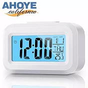 【AHOYE】輕巧便攜LED燈光可計時大數字電子鬧鐘 天使白