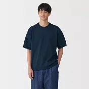 【MUJI 無印良品】男速乾針織圓領短袖T恤 L 暗藍