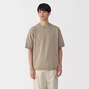 【MUJI 無印良品】男速乾針織圓領短袖T恤 L 灰棕