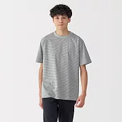 【MUJI 無印良品】男天竺圓領短袖T恤 S 灰橫紋