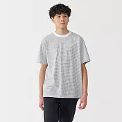 【MUJI 無印良品】男天竺圓領短袖T恤 M 白橫紋