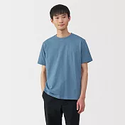 【MUJI 無印良品】男水洗天竺圓領短袖T恤 S 煙燻藍