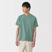 【MUJI 無印良品】男水洗天竺圓領短袖T恤 S 煙燻綠