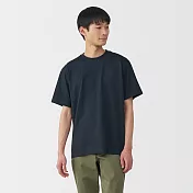 【MUJI 無印良品】男天竺圓領短袖T恤 S 暗藍