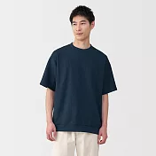 【MUJI 無印良品】男抗UV速乾鬆餅紋圓領短袖T恤 XL 暗藍
