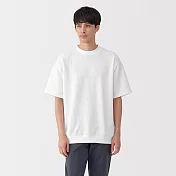 【MUJI 無印良品】男抗UV速乾鬆餅紋圓領短袖T恤 M 柔白