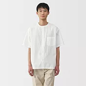 【MUJI 無印良品】男涼感無領短袖襯衫 M 白色