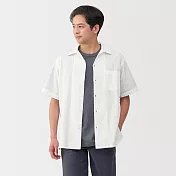 【MUJI 無印良品】男多臂織紋開領短袖襯衫 M 白色