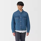 【MUJI 無印良品】男吉貝木棉混丹寧外套 S 藍色