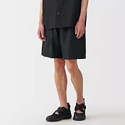 【MUJI 無印良品】男大麻混斜紋織短褲 S 黑色