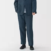【MUJI 無印良品】男亞麻水洗錐形褲 M 深藍
