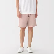 【MUJI 無印良品】男水洗平織布舒適短褲 L 淺粉