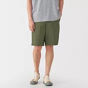 【MUJI 無印良品】男水洗平織布舒適短褲 S 卡其綠