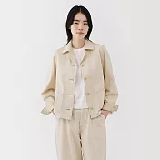 【MUJI 無印良品】女吉貝木棉混外套 S 原色