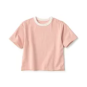 【MUJI 無印良品】兒童粗織圓領五分袖T恤 110 粉紅