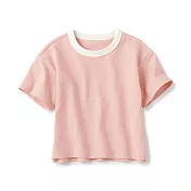 【MUJI 無印良品】幼兒容易穿脫粗織粗織圓領短袖T恤 90 粉紅
