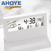 【AHOYE】創意感應氣象透明大螢幕靜音電子鬧鐘