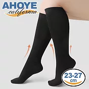 【AHOYE】純色彈性透氣運動壓力襪 3雙入 (襪子 長襪 運動襪 半統襪 美腿襪 膝襪) 23-27CM