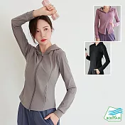 【BODYAIR嚴選】雙開拉鍊小收腰連帽外套(瑜珈.運動.慢跑.透氣.舞蹈.運動外套) S 灰