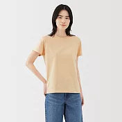 【MUJI 無印良品】女天竺圓領短袖T恤 S 淺黃