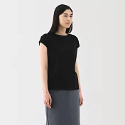 【MUJI 無印良品】女天竺法式袖T恤 L 黑色